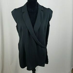 Cabi women M blouse origami top black crossover